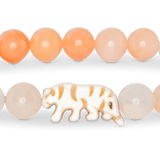 Fahlo Prowl Tiger bracelet with hibiscus orange and cream beads and white tiger charm