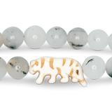 Fahlo Prowl Bracelet with Siam Stone beads and white tiger charm