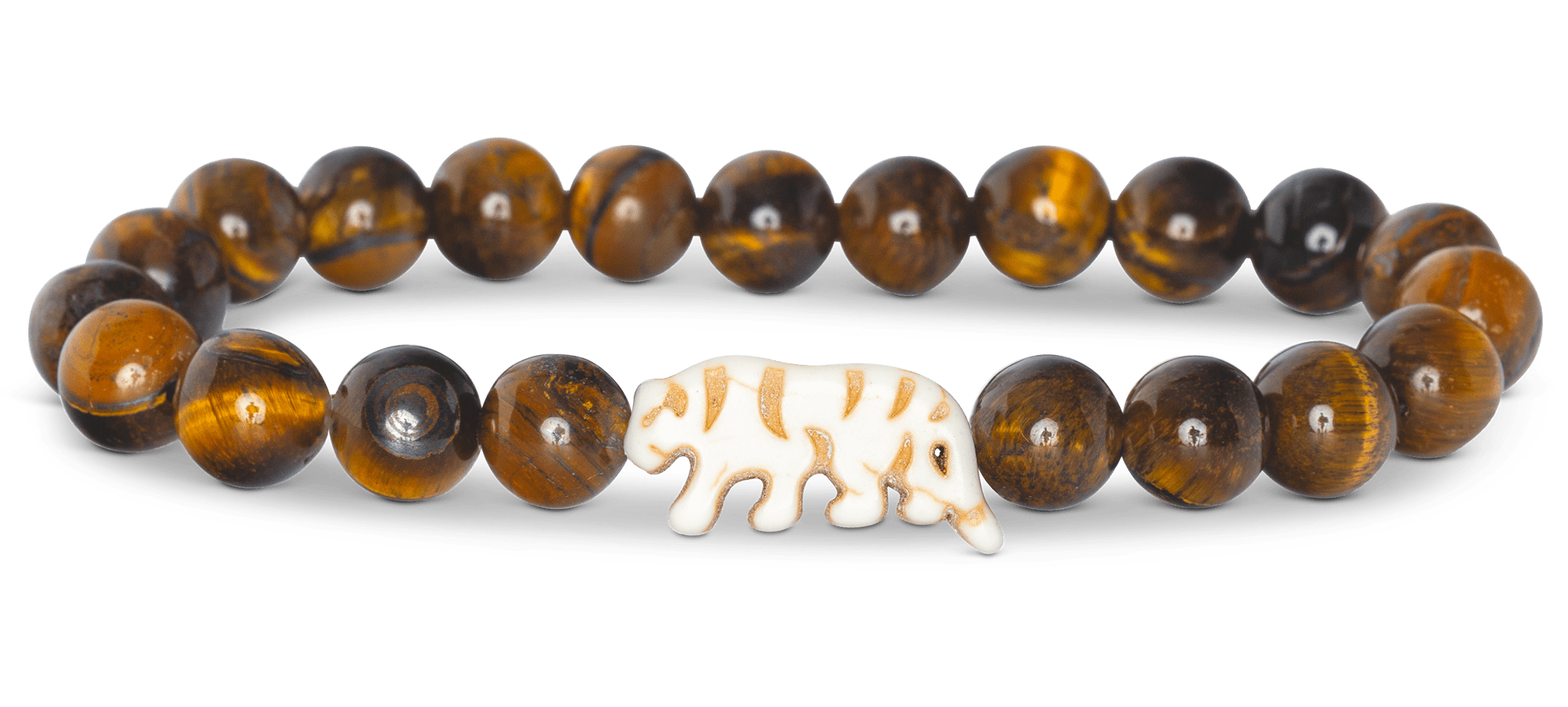 Fahlo Prowl Bracelet with tiger's eye beads and white tiger charm