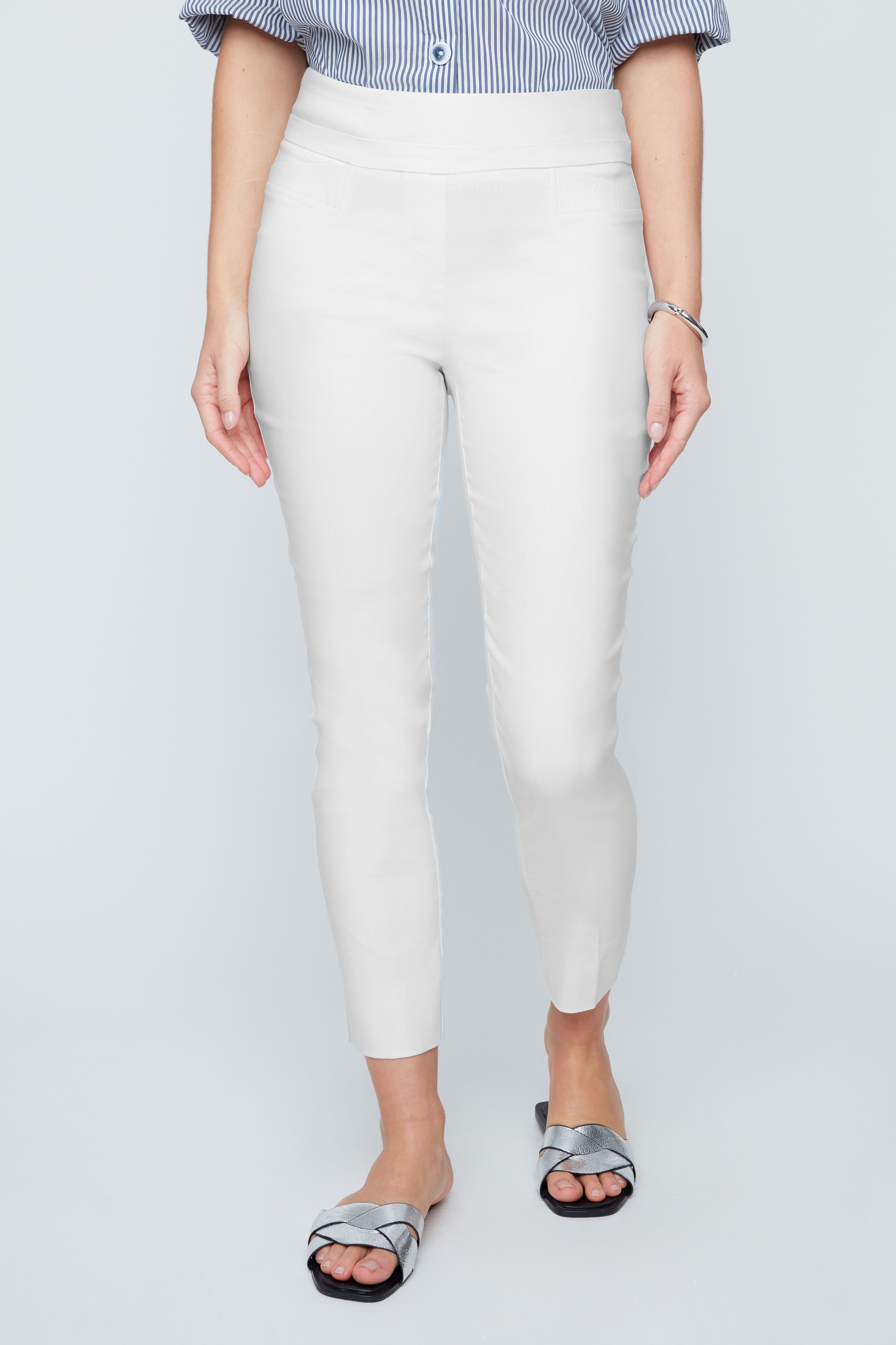 Oyster Renuar R1542, pull on ankle pants, women's slimming trousers, cigarette pants for work, comfortable dress pants, Renuar professional wear, stretch ankle pants. at ooh la la! in Grapevine TX 76051