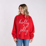 Holly & Jolly Mock Neck Oversized Sweatshirt at ooh la la! in Grapevine TX 76051