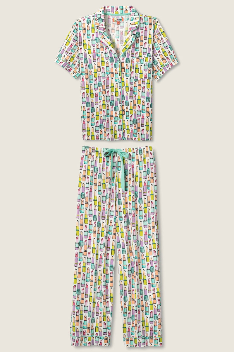 PJ Salvage Whimsy Lipstick Cropped PJ Set at ooh la la in Grapevine TX 76051