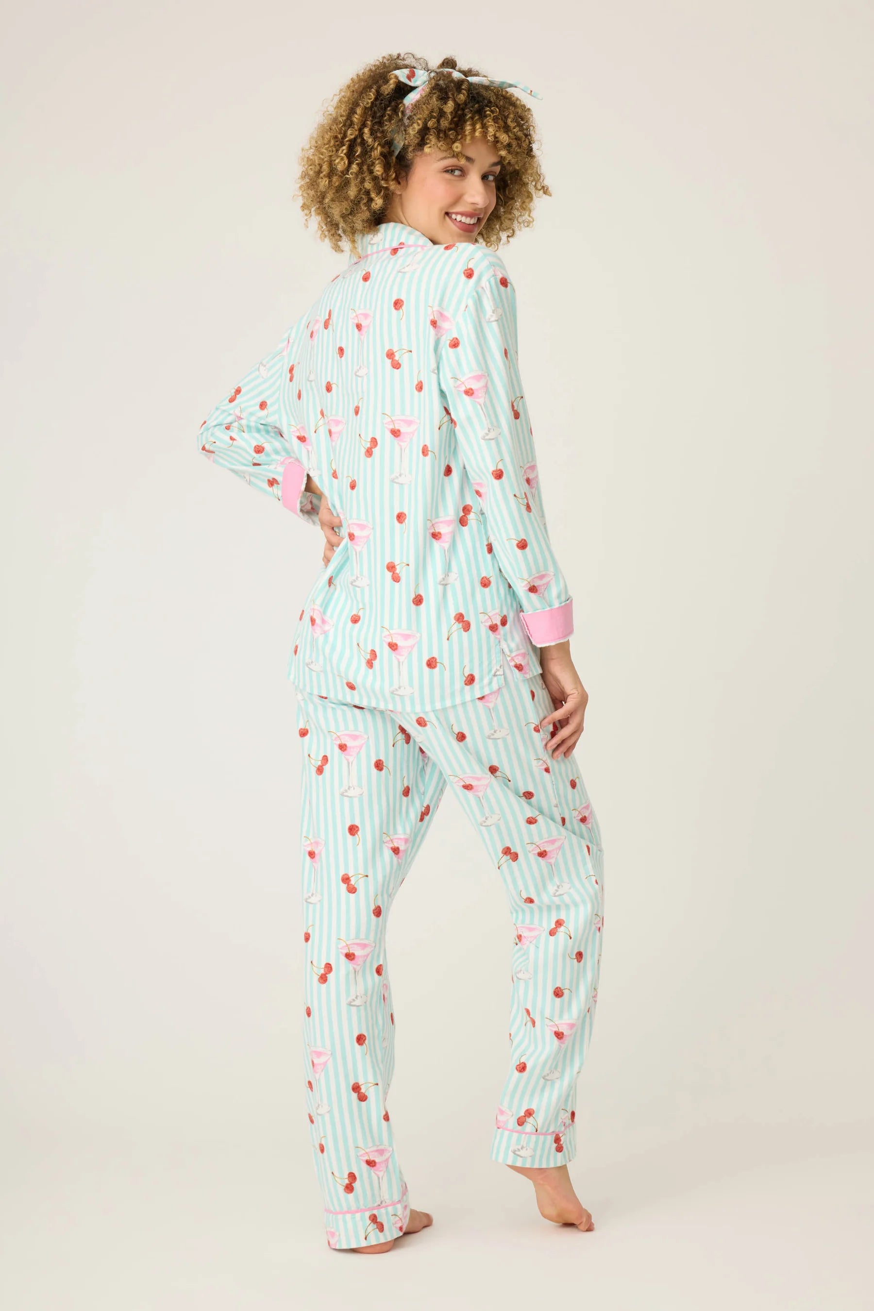 PJ Salvage Ma Cherie Cherry Print 3-Piece Print Flannel PJ Set at ooh la la! in Grapevine TX 76051