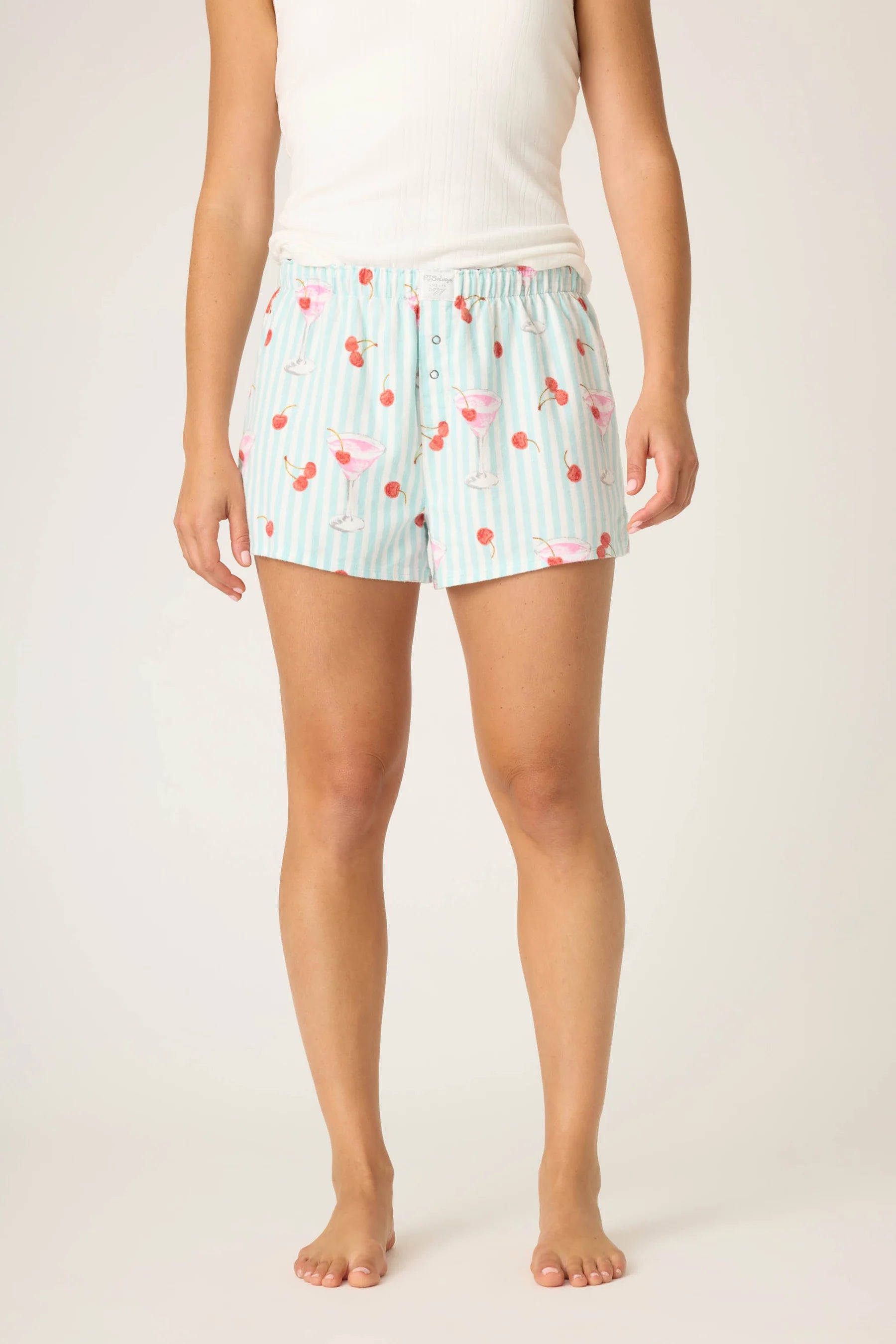 PJ Salvage Ma Cherie Cherry Print Flannel Shorts at ooh la la! in Grapevine TX 76051