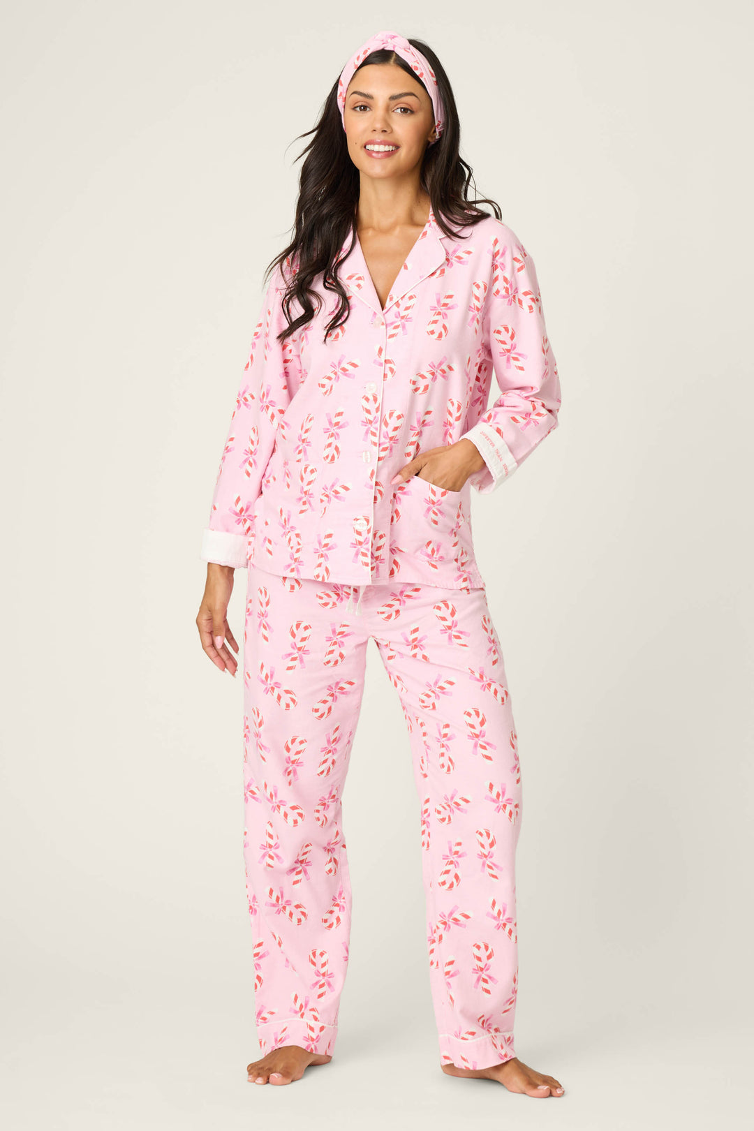 PJ Salvage Sweeter Than Sugar 3-Piece Candy Cane Print Flannel PJ Set at ooh la la! in Grapevine TX 76051