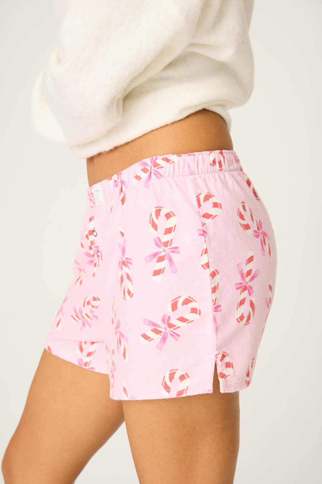 PJ Salvage Sweeter Than Sugar Candy Cane Print Flannel Shorts at ooh la la! in Grapevine TX 76051