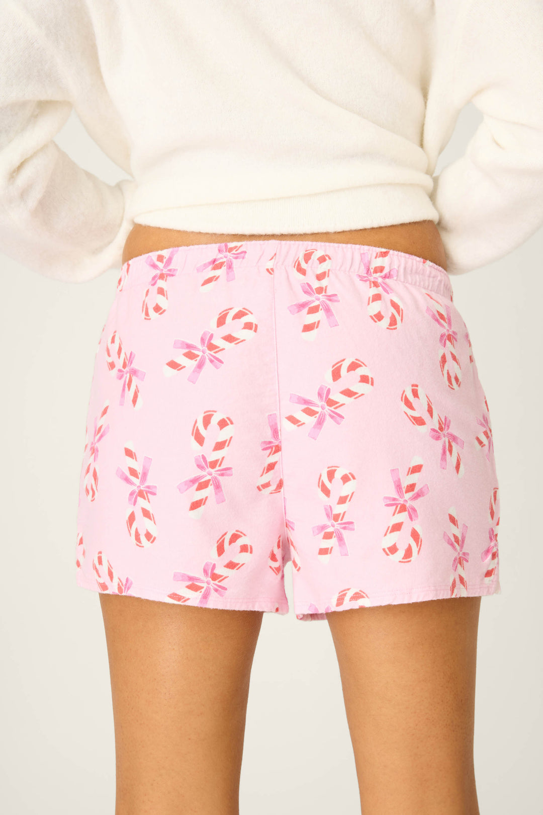 PJ Salvage Sweeter Than Sugar Candy Cane Print Flannel Shorts at ooh la la! in Grapevine TX 76051