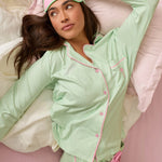 PJ Salvage, Pupcation Palms, Kiwi Stripe, 3-Piece Pajama Set, striped sleepwear, tropical vacation theme at ooh la la! in Grapevine TX 76051