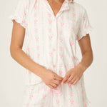 PJ Salvage, Sleepwear, Pajama set, Floral print, Comfortable sleepwear, Pointelle fabric, Drawstring shorts, Eye mask at ooh la la! in Grapevine TX 76051