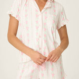 PJ Salvage, Sleepwear, Pajama set, Floral print, Comfortable sleepwear, Pointelle fabric, Drawstring shorts, Eye mask at ooh la la! in Grapevine TX 76051