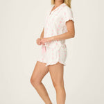 PJ Salvage, Sleepwear, Pajama set, Floral print, Comfortable sleepwear, Pointelle fabric, Drawstring shorts, Eye mask at ooh la la! in Grapevine TX 76051