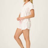 PJ Salvage, Sleepwear, Pajama set, Floral print, Comfortable sleepwear, Pointelle fabric, Drawstring shorts, Eye mask at ooh la la! in Grapevine TX 76051