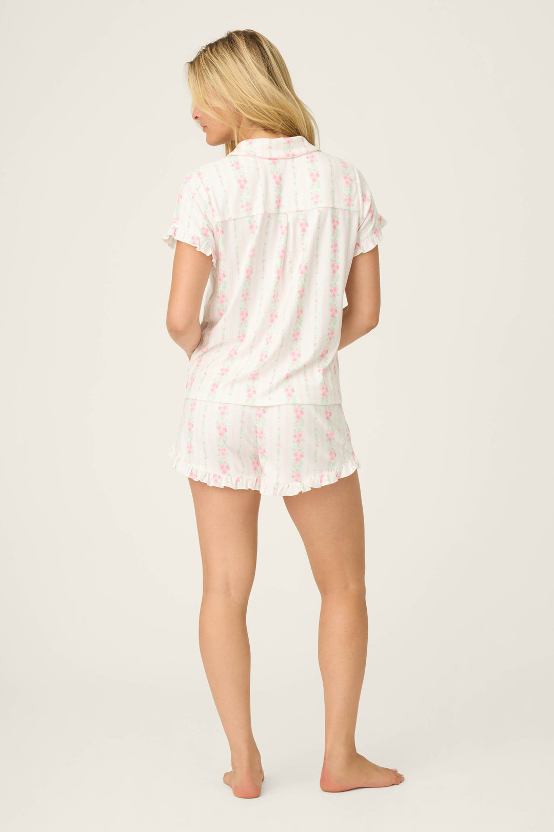 PJ Salvage, Sleepwear, Pajama set, Floral print, Comfortable sleepwear, Pointelle fabric, Drawstring shorts, Eye mask at ooh la la! in Grapevine TX 76051