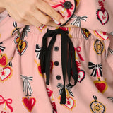 PJ Salvage Love Lockets flannel pajama set in pink with heart and bow print detail