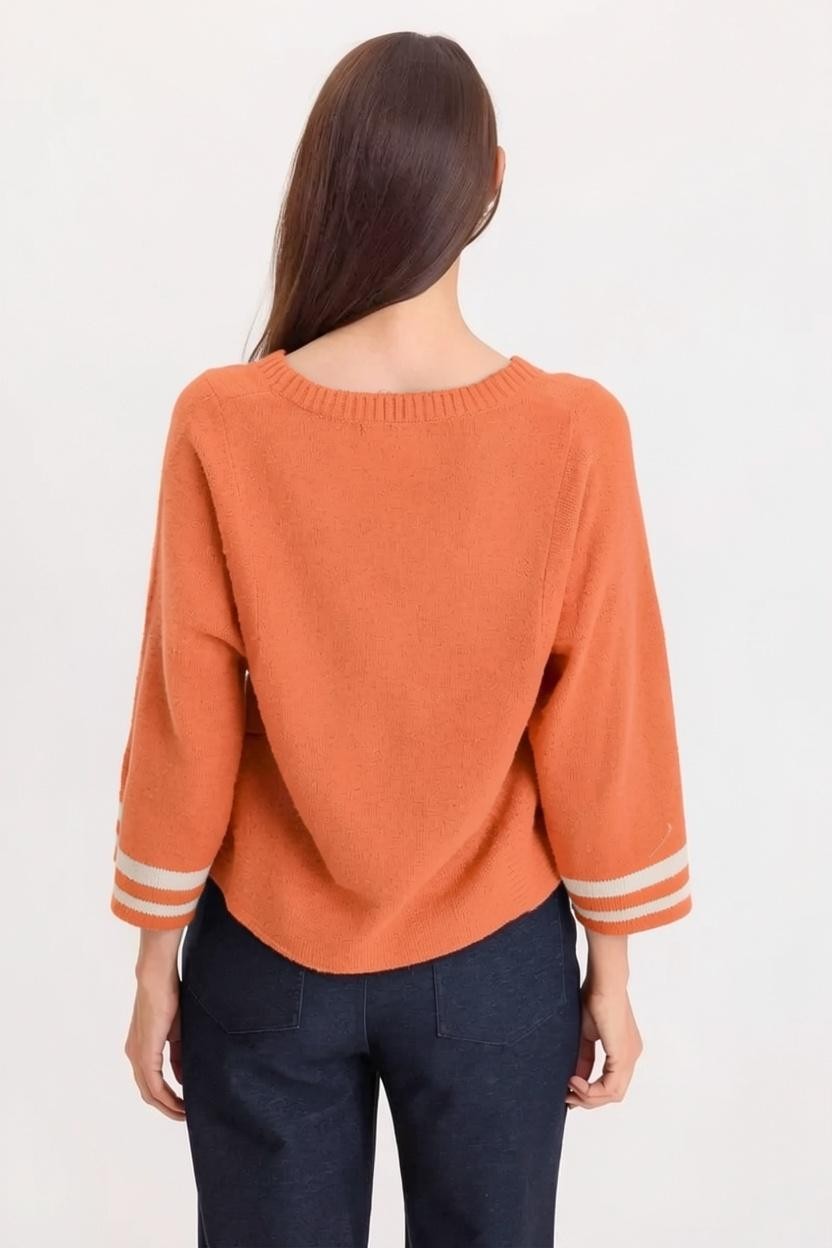 XCVI Jasper Racing Stripe Sweater in roulette rust at ooh la la! in Grapevine TX 76051