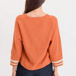 XCVI Jasper Racing Stripe Sweater in roulette rust at ooh la la! in Grapevine TX 76051