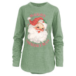 Glitter Santa Long Sleeve Tee in Sage at ooh la la! in Grapevine TX 76051
