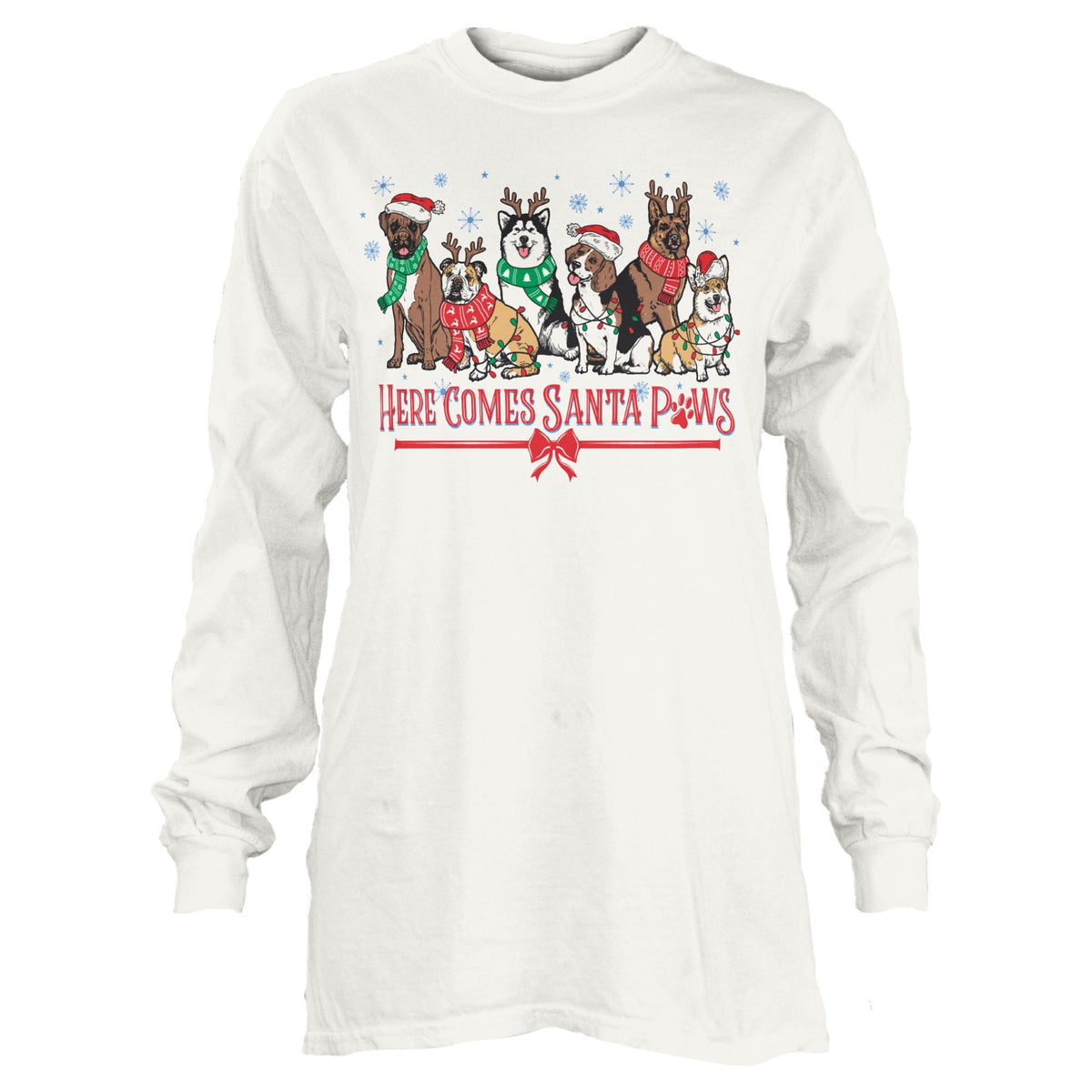 Christmas Dogs Santa Paws Long Sleeve Tee at ooh la la! in Grapevine TX 76051