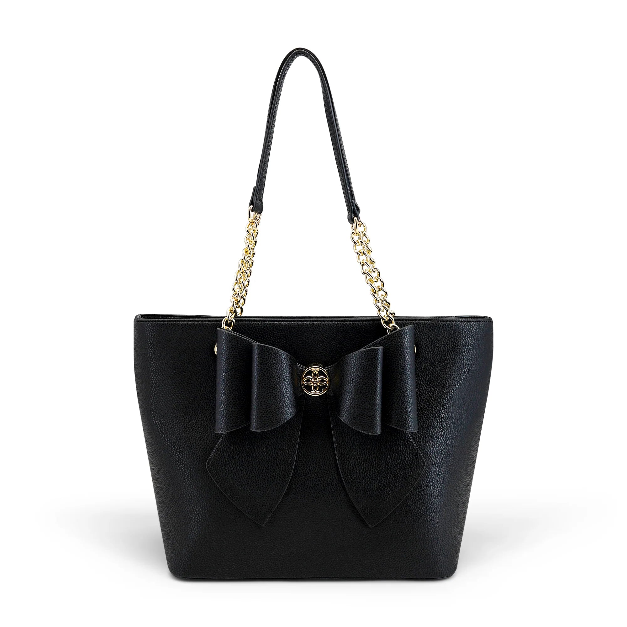 Aubrey bow tote in black, vegan leather handbag, large bow purse, designer tote bag, ethical fashion, Mother's Day gift for her, spring fashion accessories, spacious shoulder bag, black bow bag
ooh la la! in Grapevine TX 76051