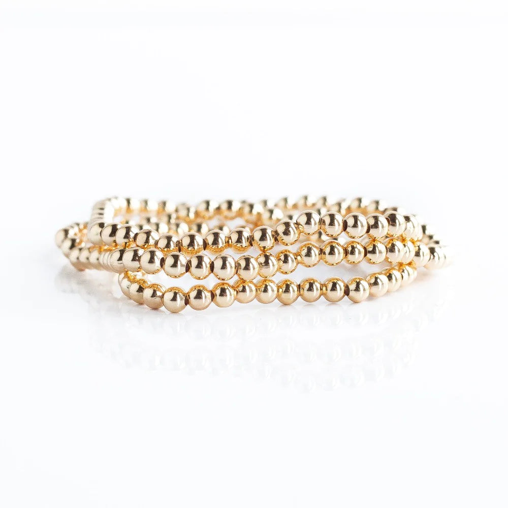 5-10Pcs, Gold Beaded Bracelet, Bracelet Bead Stretch Gold/Silver/Rose Gold/Metalblack  Ball 4mm Beads - Yahoo Shopping