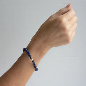 Lenny & Eva 6mm Natural Stone Stretch Bracelet in Lapis lazuli at ooh la la! in Grapevine TX 76051