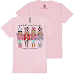 Simply Southern Y'all Are Nuts pink nutcracker graphic tee, front and back view