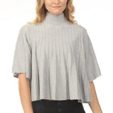 Liora Pleated Mock Neck Knit Top in Heather Grey at ooh la l! in Grapevine TX 76051