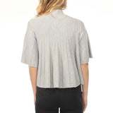 Liora Pleated Mock Neck Knit Top in Heather Grey at ooh la l! in Grapevine TX 76051