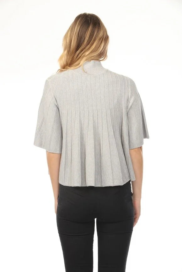 Liora Pleated Mock Neck Knit Top in Heather Grey at ooh la l! in Grapevine TX 76051