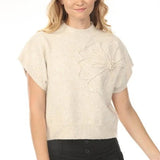 Rain + Rose Maribel Floral Knit Sweater in Oatmeal at ooh la la! in Grapevine TX 76051