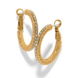 Brighton Meridian Eclipse small gold hoop earrings with crystal rhinestone accents