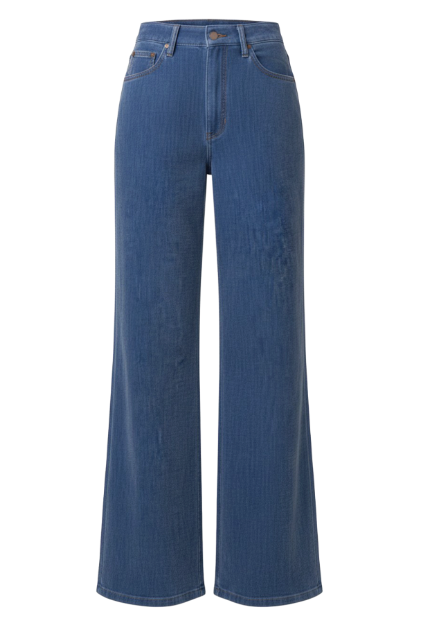 Liverpool Dreamer Relaxed Wide Leg Jeans in medium blue Dreamstate wash, flat lay