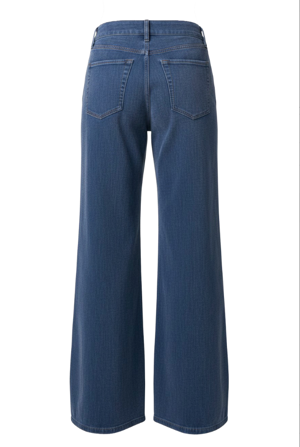 Liverpool Dreamer Relaxed Wide Leg Jeans in Dreamstate medium blue wash, back view