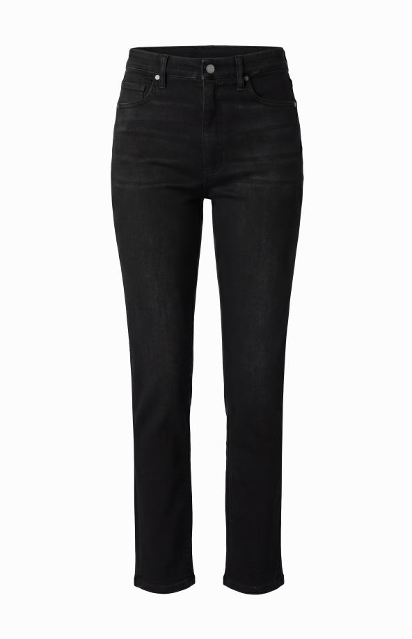Liverpool Rowan Comfort Waist Slim Jeans in Crow Stone dark washed black denim