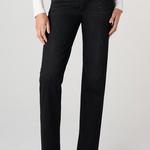Liverpool Rowan Comfort Waist Slim Jeans in dark Crow Stone black denim on model