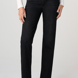 Liverpool Rowan Comfort Waist Slim Jeans in dark Crow Stone black denim on model