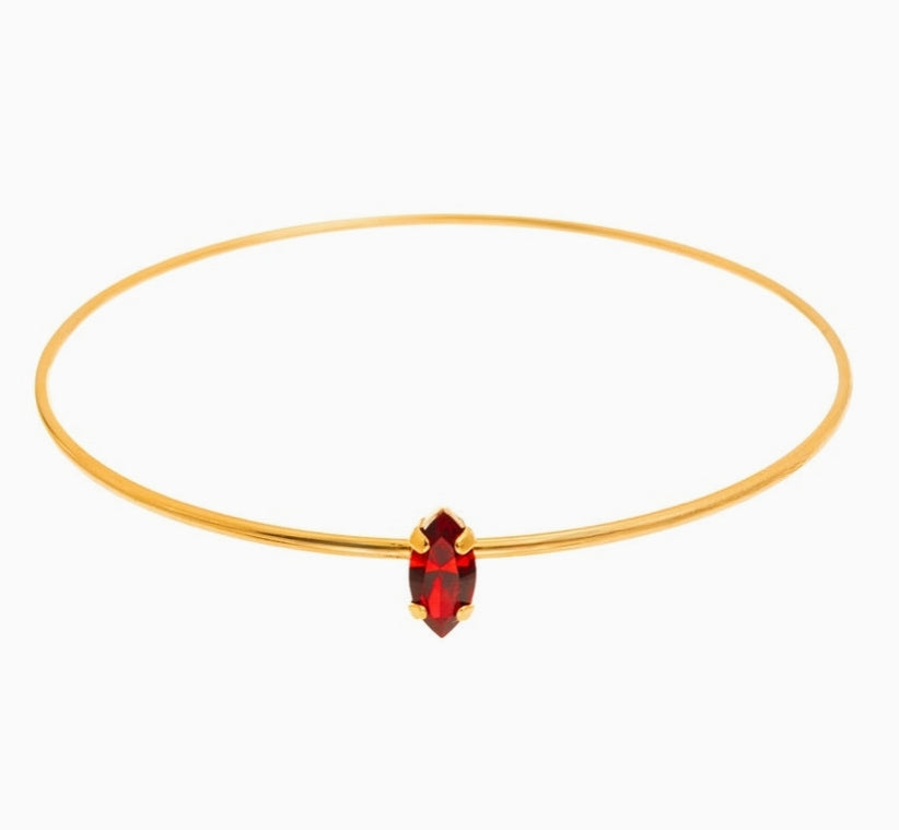 TOVA Ada Bangle in gold with a single scarlet red marquise-cut gemstone accent
