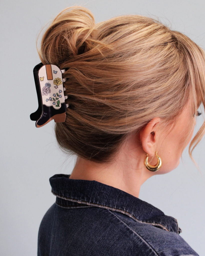 Navy Cowgirl Boot Claw Hair Clip at ooh la la! in Grapevine TX 76051