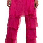 Made in Italy Silk Ruffle Pants in Fuchsia at ooh la la! in Grapevine TX 76051