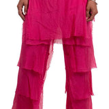 Made in Italy Silk Ruffle Pants in Fuchsia at ooh la la! in Grapevine TX 76051