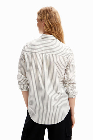 Desigual Striped Flower Button Up Shirt at ooh la la! in Grapevine TX 76051