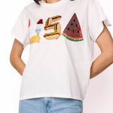 Queen of Sparkles White ‘USA’ Icon Tee - Patriotic Fashion