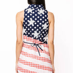 Queen of Sparkles, USA Sequin Dress, Patriotic Button Up Dress, 4th of July Outfit, Memorial Day Fashion, Red White and Blue Dress, Star and Stripes Sequin Dress, Boutique Patriotic Apparel. at ooh la la! in Grapevine TX 76051