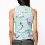 Queen of Sparkles, sequin duck tank, aqua tank top, mallard sequin shirt, boutique fashion, designer tank top, whimsical women's clothing, sequin animal top. at ooh la la! in Grapevine TX 76051