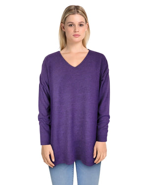 Solid VNeck Pullover Sweater in Grape at ooh la la! in Grapevine TX 76051