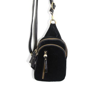 Joy Susan Velvet Skyler Sling Bag in black at ooh la la! in Grapevine TX 76051