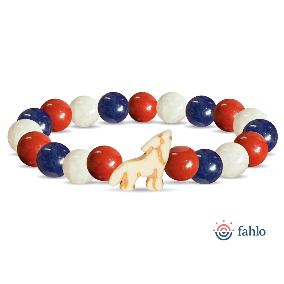 Fahlo The Scout Bracelet - Wolf in summer stone - red white and blue at ooh la la in Grapevine TX 76051
