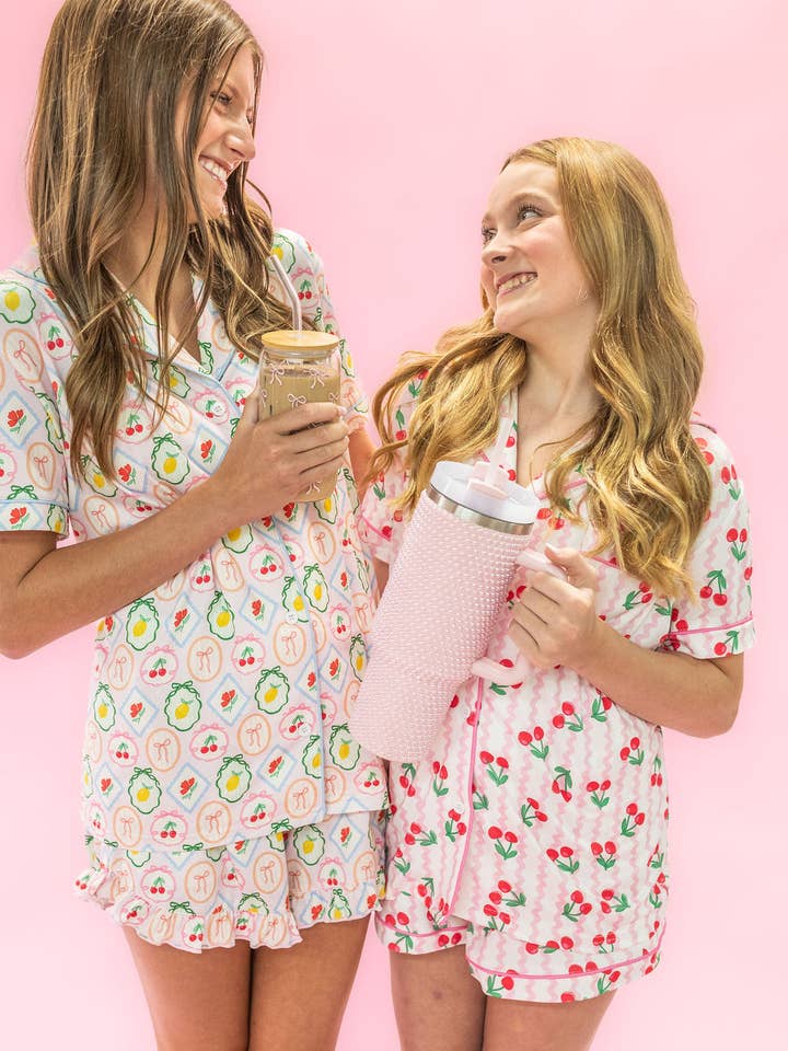 Fruit Cocktail Pajamas Short Set with Ruffle at ooh la la! in Grapevine TX 76051