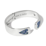 Brighton B You Blue Hinged Bangle with blue crystals and engraved text