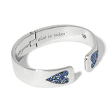 Brighton B You Blue Hinged Bangle with blue crystals and engraved text